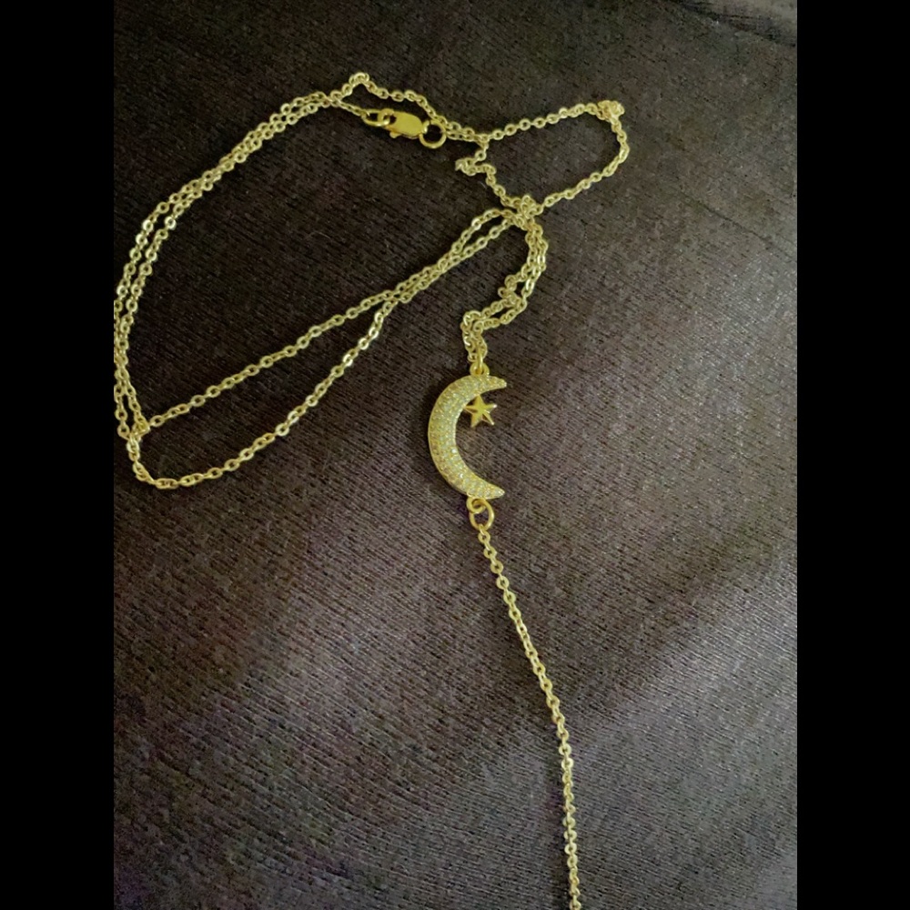 Gold Y moon necklace